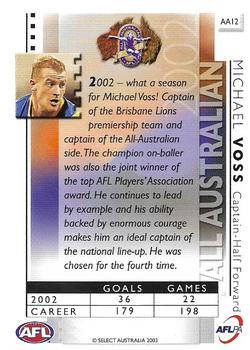 2003 Select XL AFL - All Australian #AA12 Michael Voss Back